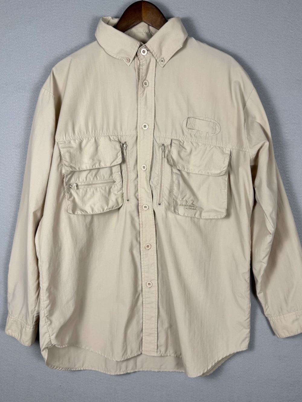 Cabela's Guidewear Vintage Fishing Shirt Men's L Tan Vented